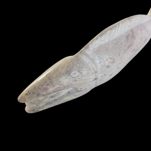 Vintage Hand Carved Soapstone Fish Sculpture Smooth Polished Figurine 9" - Picture 10 of 12